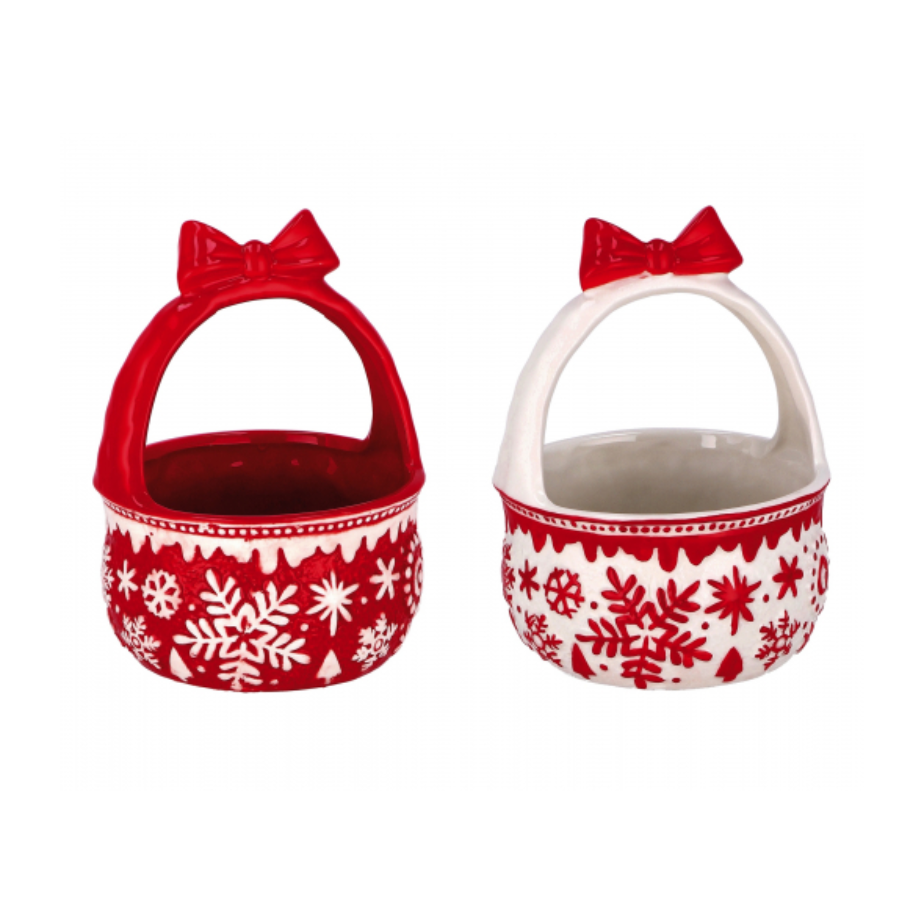 Cestino Ceramica Fiocco di Neve