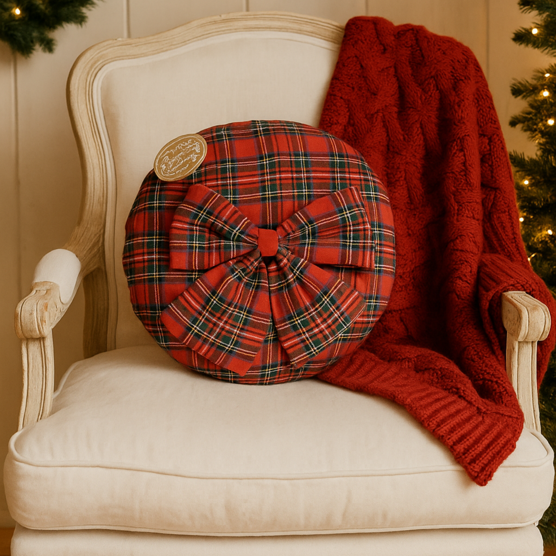 Cuscino Tartan Rotondo Lovely Shabby
