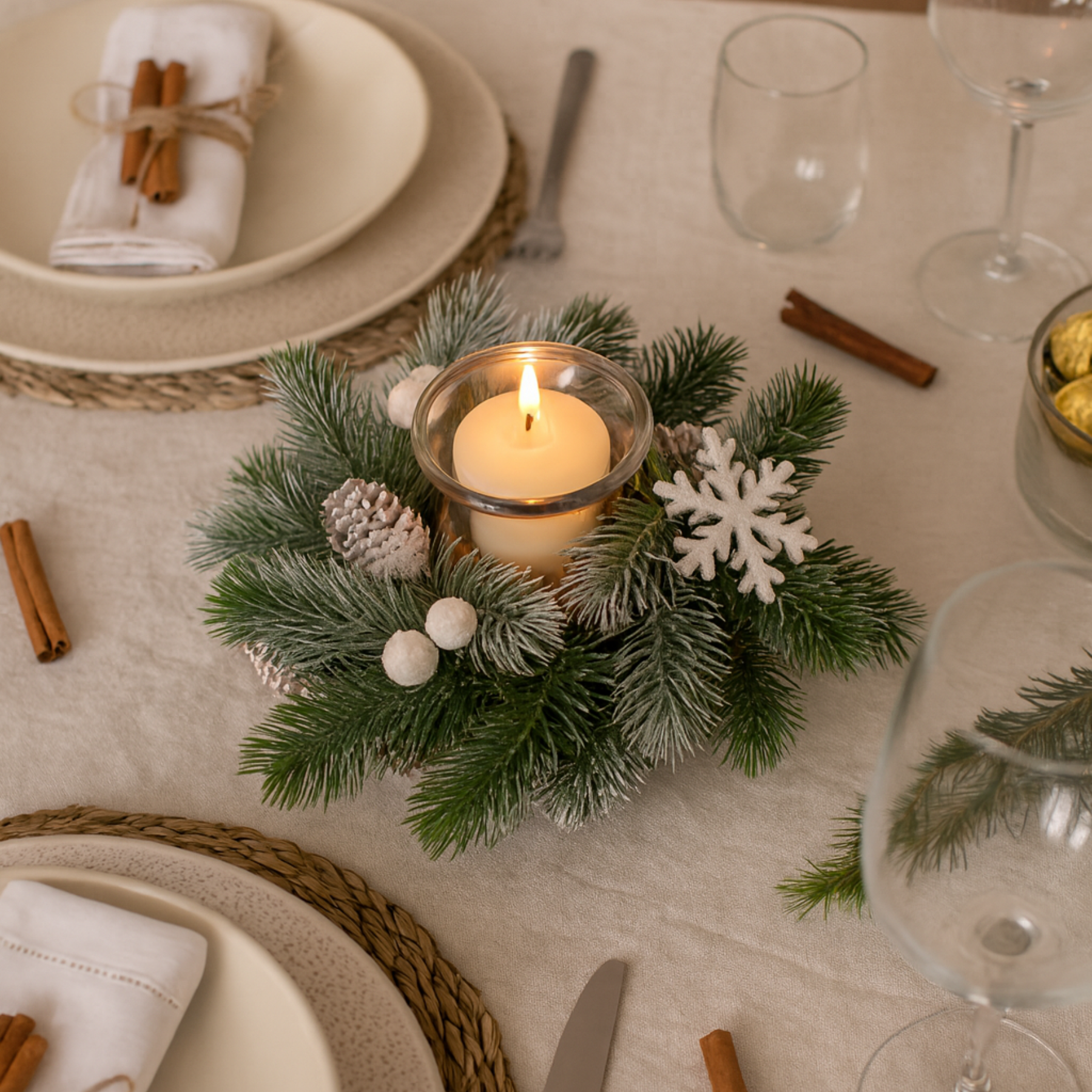 Ghirlanda Porta Tea Light Natural