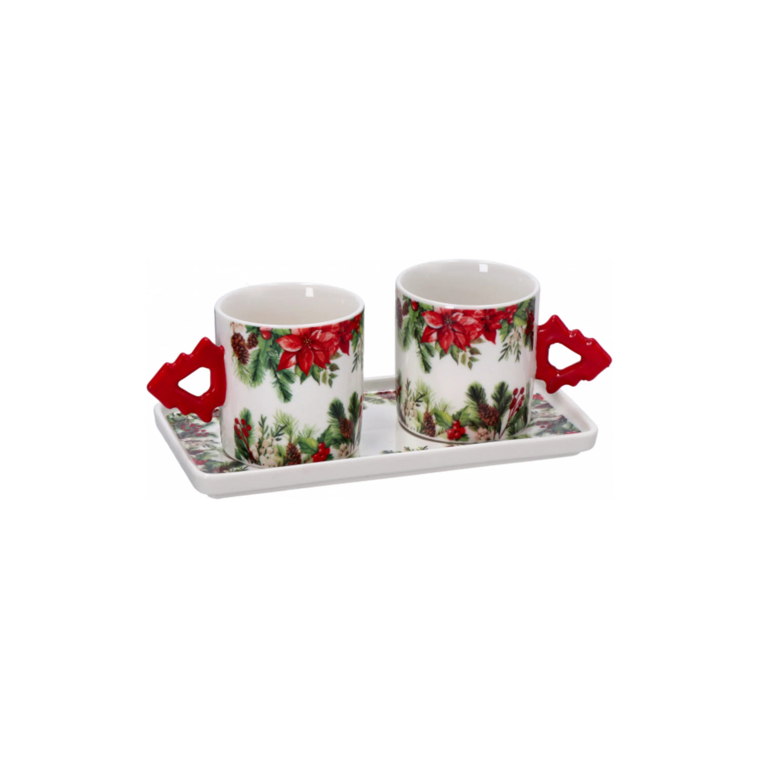 Set 2 Tazzine con Vassoio Classic Christmas