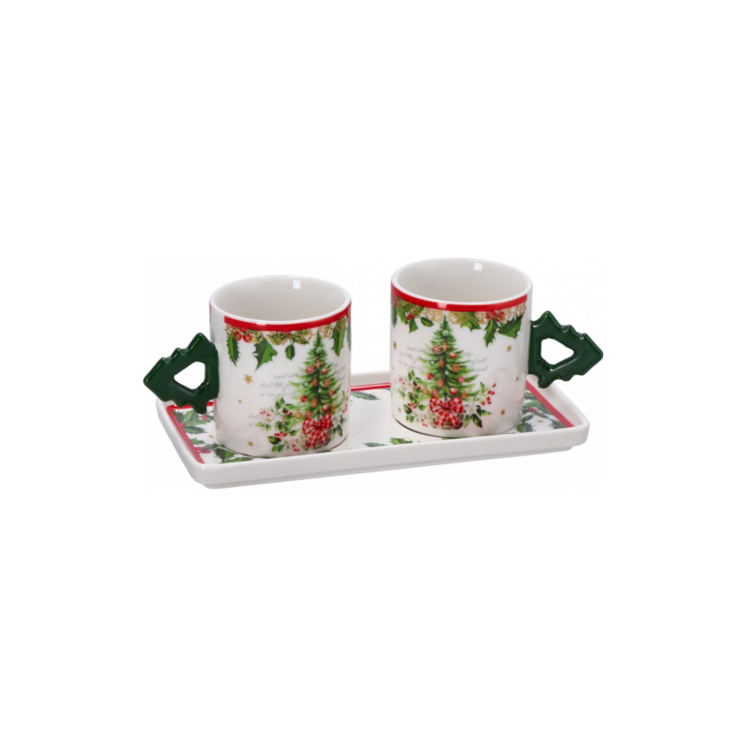 Set 2 Tazzine con Vassoio Classic Christmas