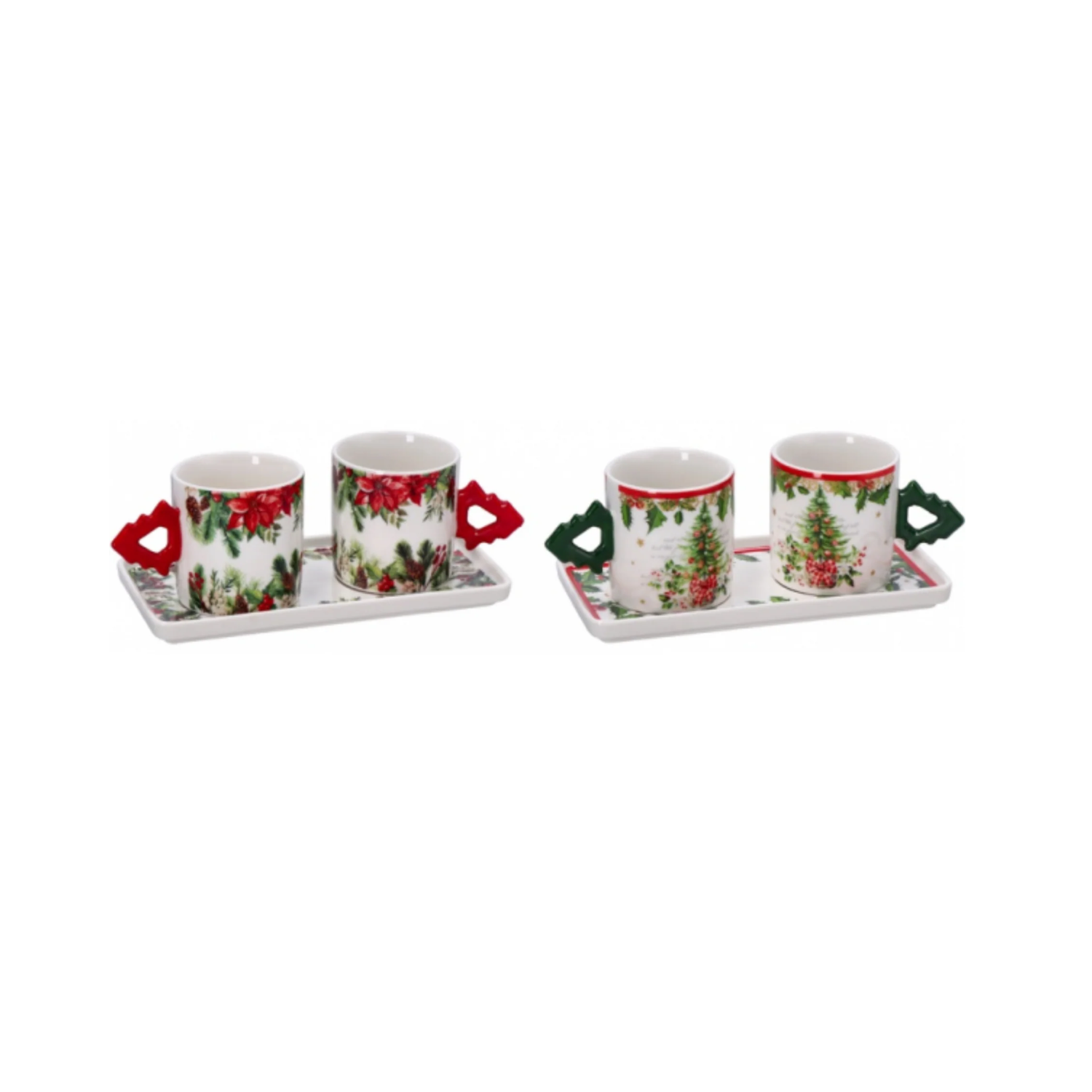 Set 2 Tazzine con Vassoio Classic Christmas