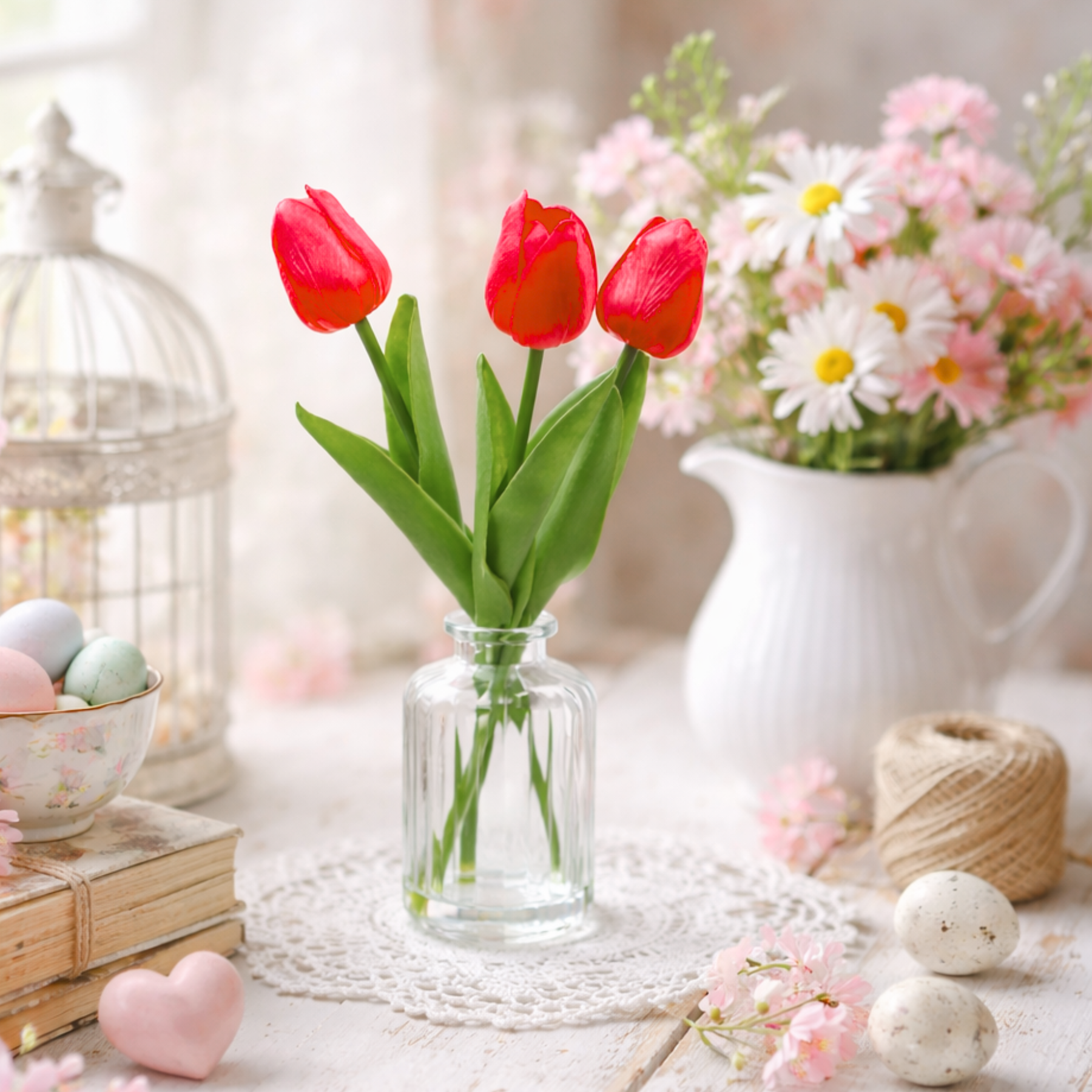 Vasetto in Vetro con Tulipani