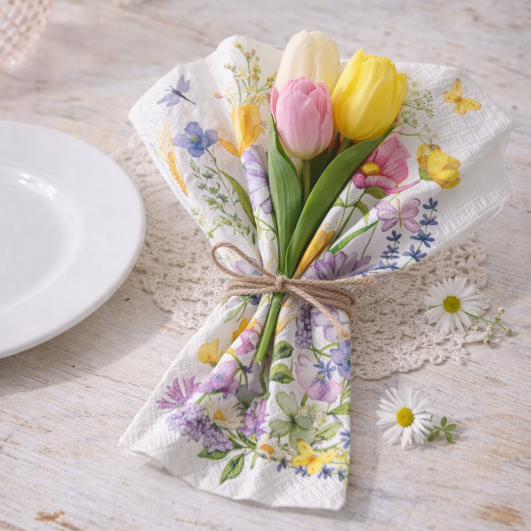 Tovaglioli di Carta Fiori e Tulipani