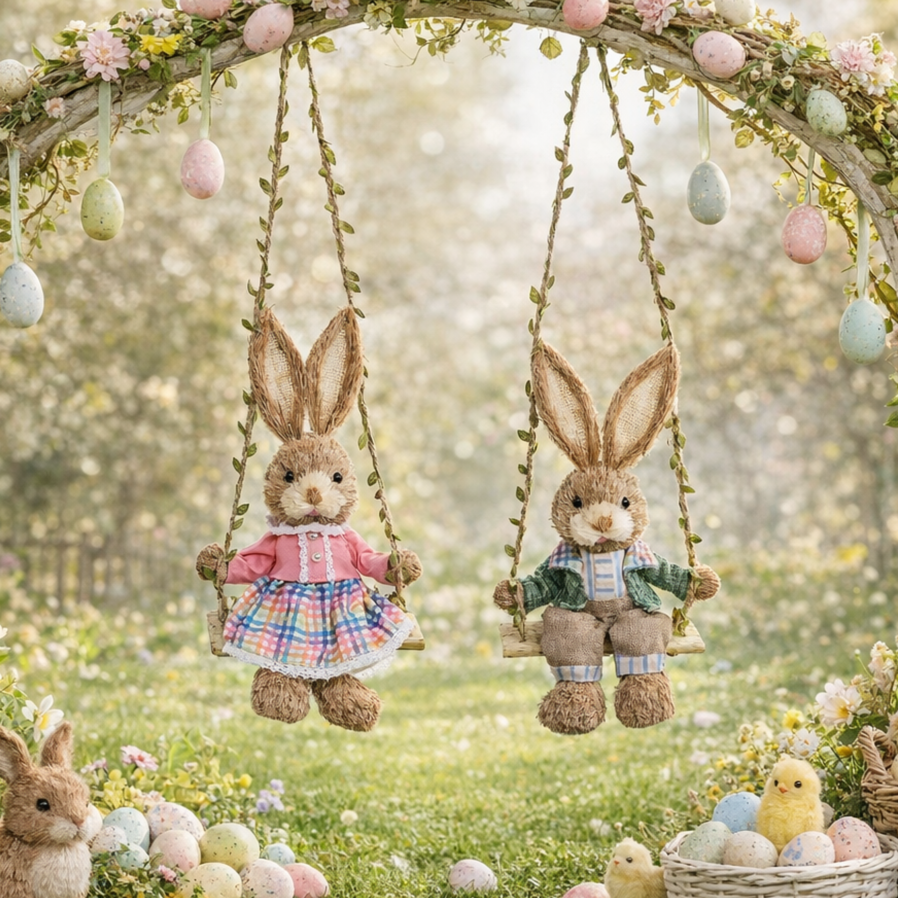 Coniglio Decorativo su Altalena
