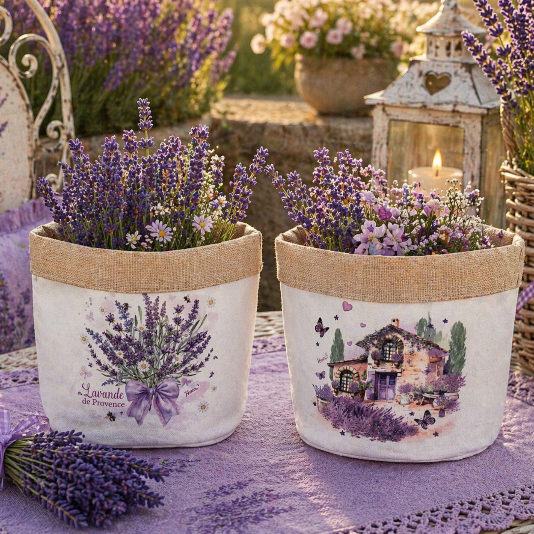 Cestino in Juta Lavanda