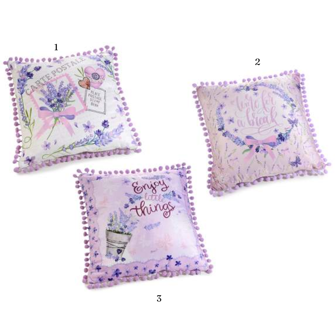 Cuscino  PomPon Lavanda