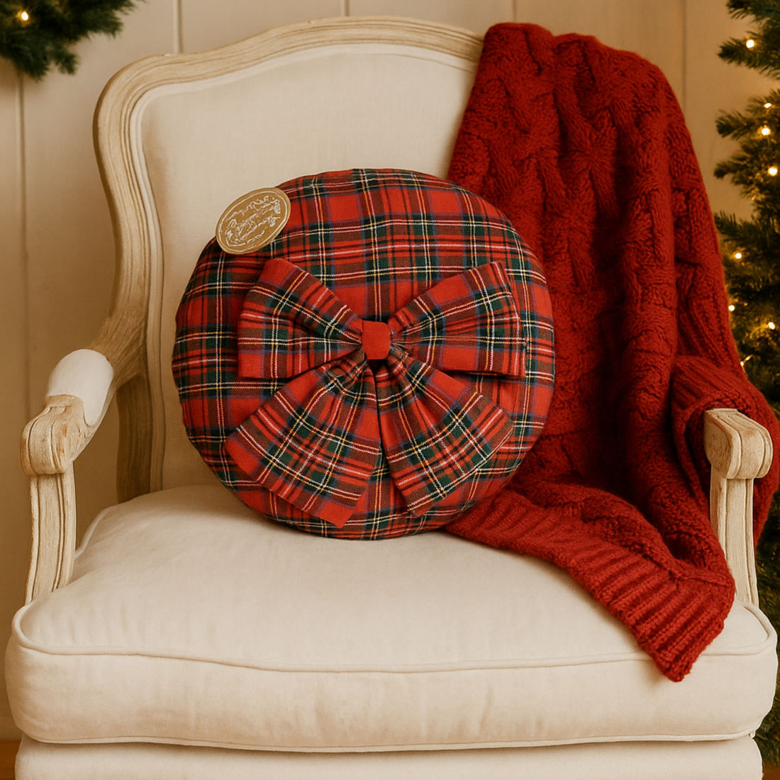 Cuscino Tartan Rotondo Lovely Shabby