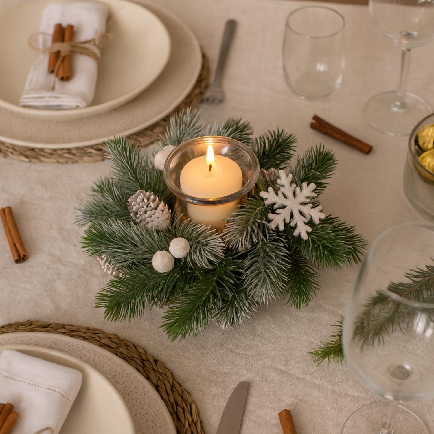 Ghirlanda Porta Tea Light Natural