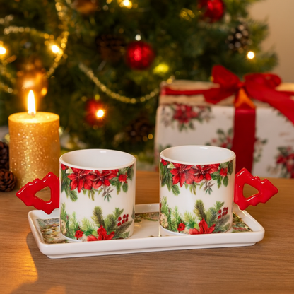 Set 2 Tazzine con Vassoio Classic Christmas