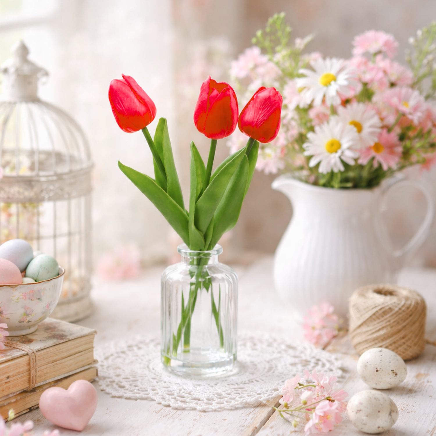 Vasetto in Vetro con Tulipani