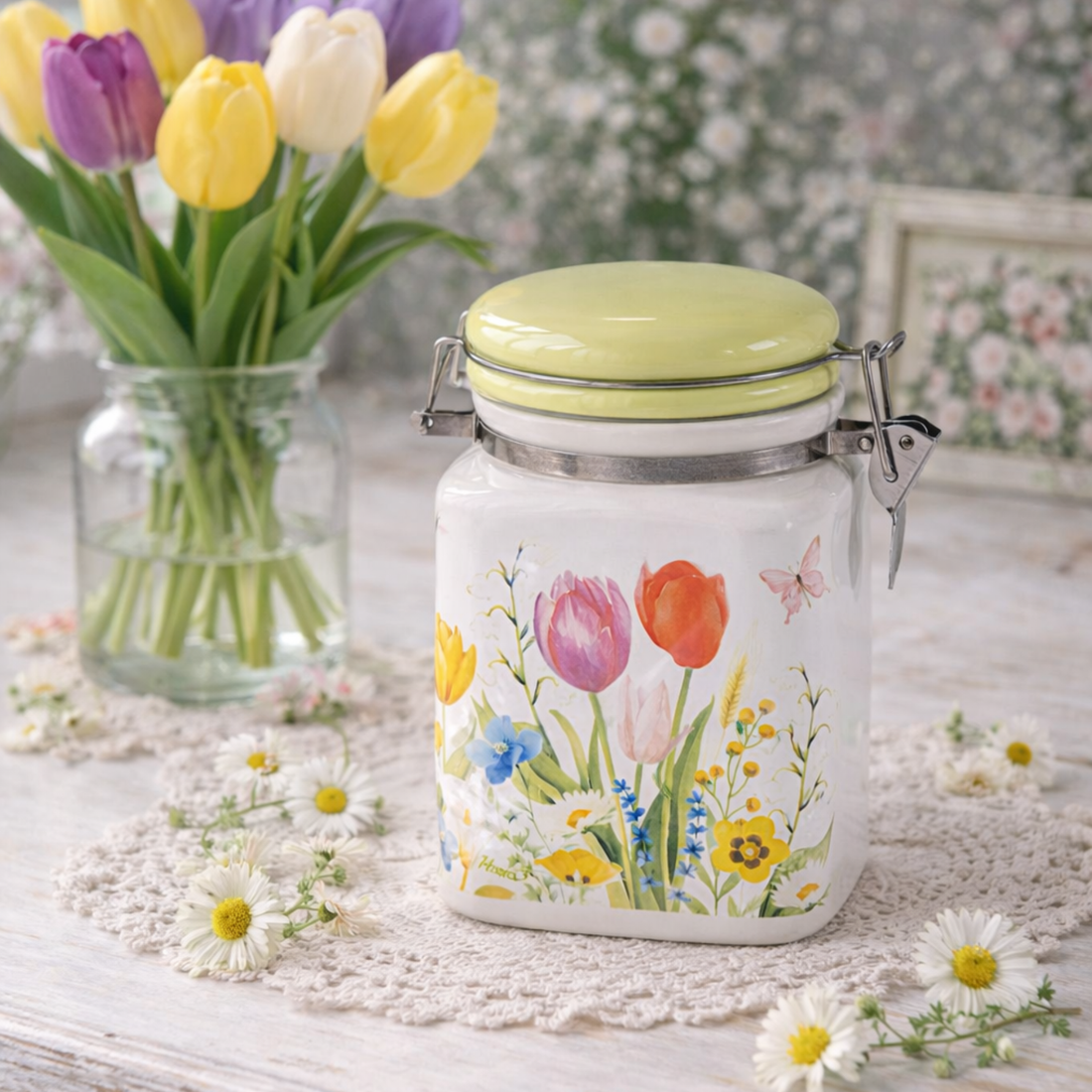 Barattolo Fiori e Tulipani