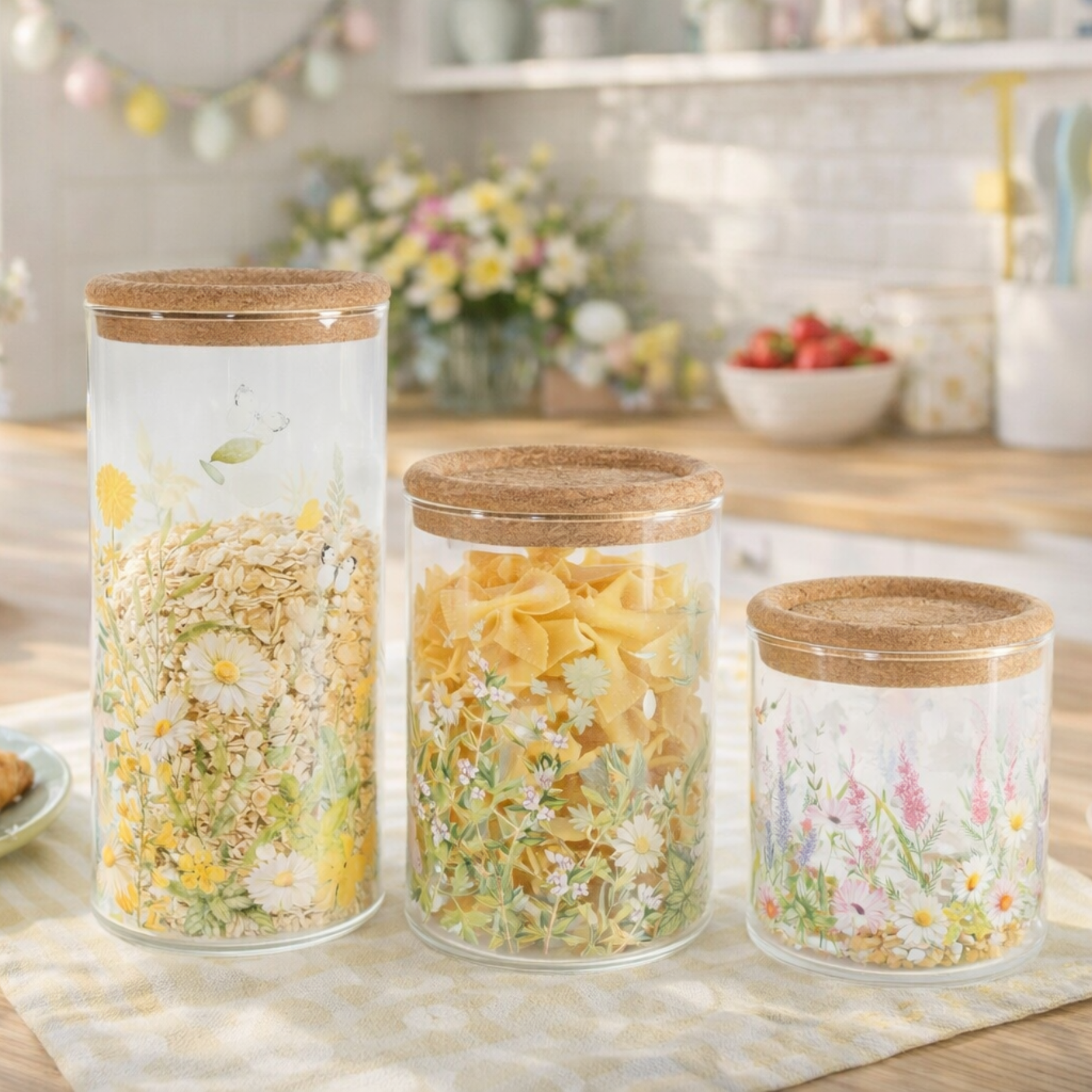 Barattolo Vetro Margherite