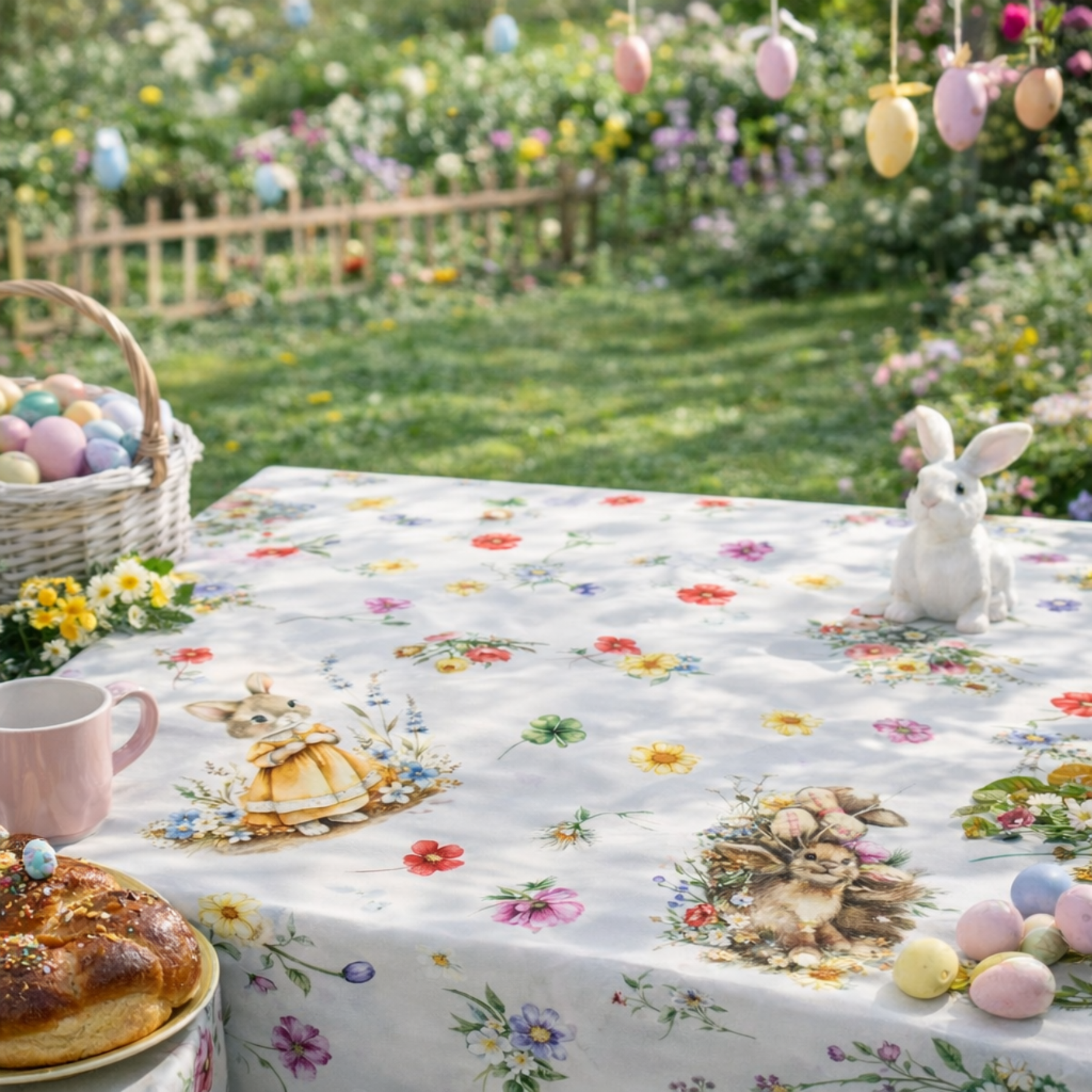 Tovaglia Antimacchia Conigli Pasquali