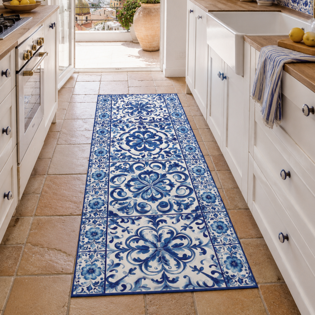Tappeto in Vinile Maiolica Blu