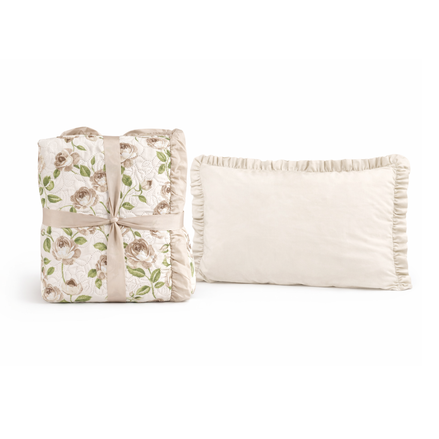 Set Trapuntino con Federe Rose Romantiche