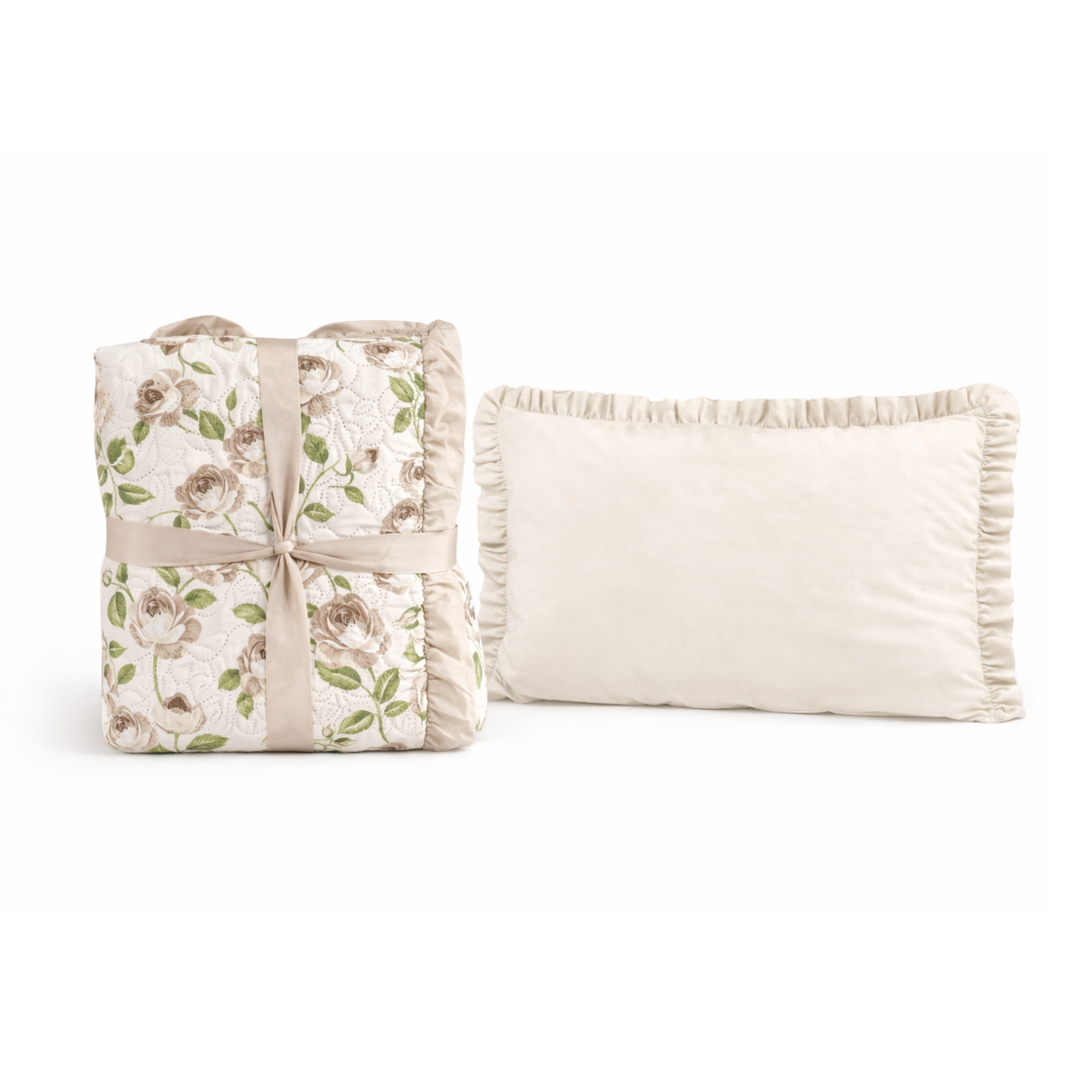 Set Trapuntino con Federe Rose Romantiche