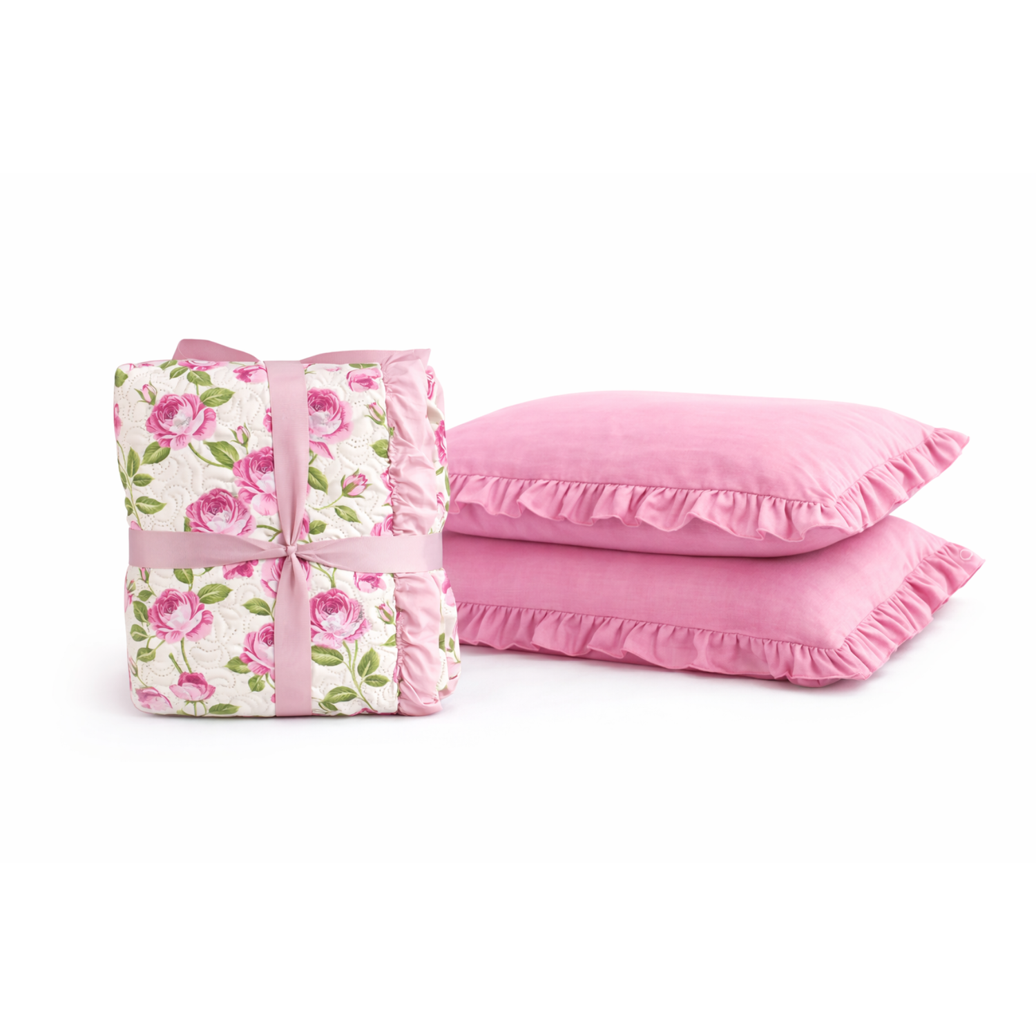Set Trapuntino con Federe Rose Romantiche