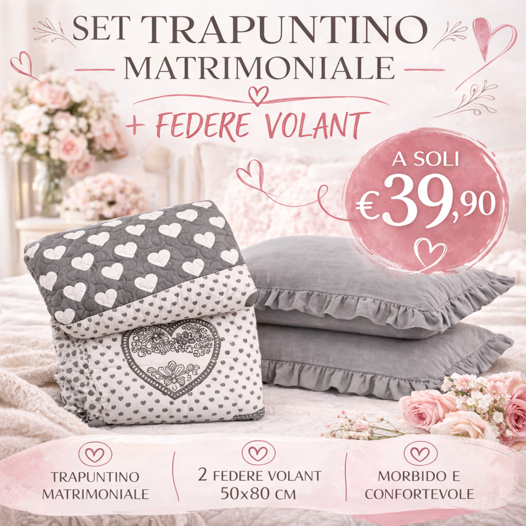 Set Trapuntino con Federe Shabby